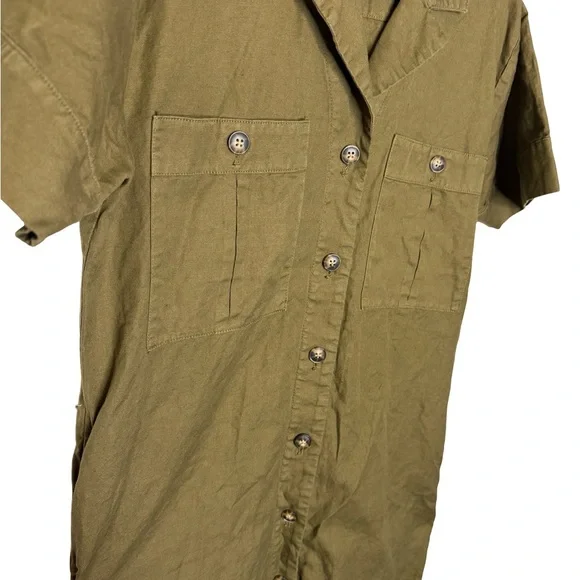 ✨ Faherty Palos Verdes Shirt Dress Olive Green Linen Blend Small ✨ - Picture 3 of 6